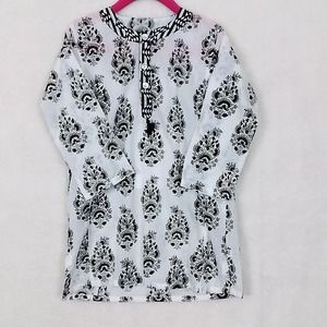 Banjanan‎ Caroline Weller Boys Eden Kaftan Sz S 100% Cotton Black White Tan